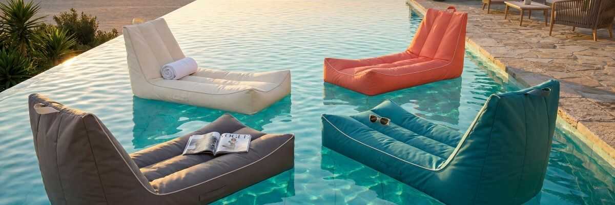 קולקציית צבעים למיטת פוף צפה AQua Lounge בתוך הבריכה