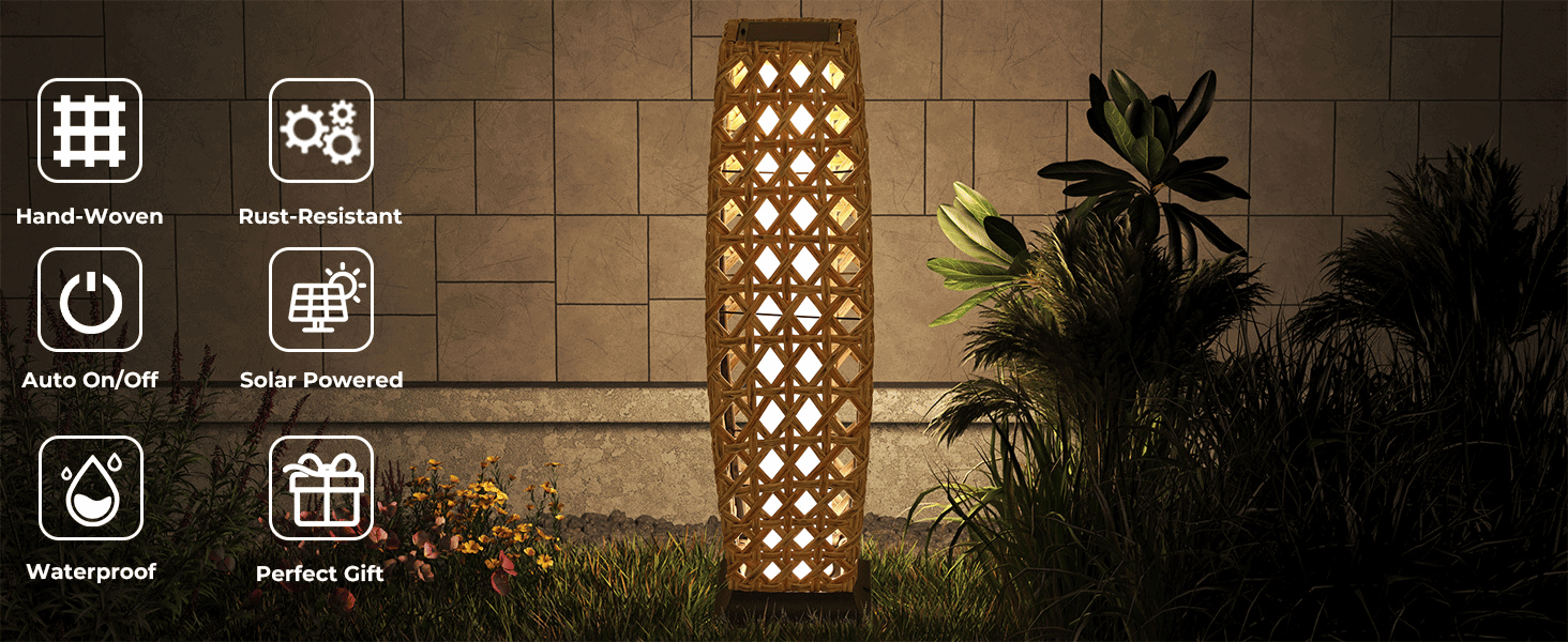 קלוז־אפ על אריגת הראטן – מנורת הפסיפס הגבוה הסולארית