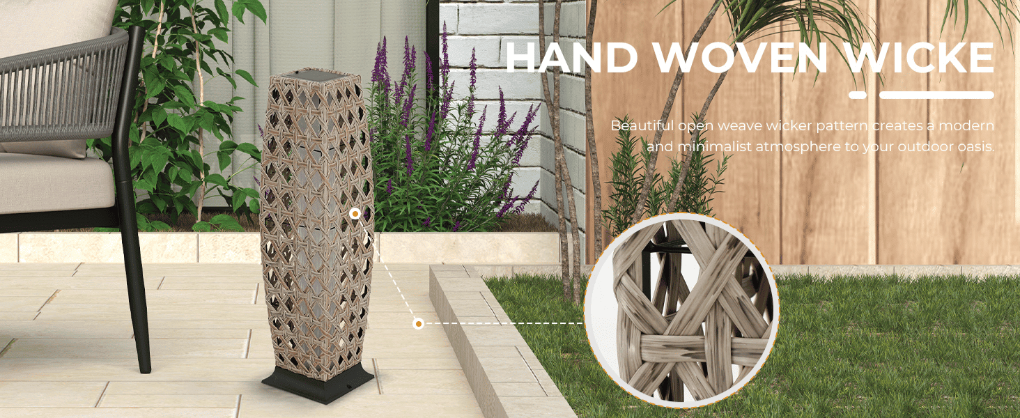 מנורת ראטן סולארית דקורטיבית – הצבת דגם הפסיפס הגבוה בשטח גינה