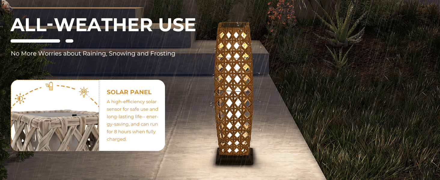 תאורת ראטן גבוהה לשבילים ולגינות – דגם הפסיפס הגבוה