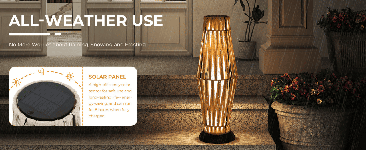 מנורת חוץ סולארית עמידה בגשם – IP65
