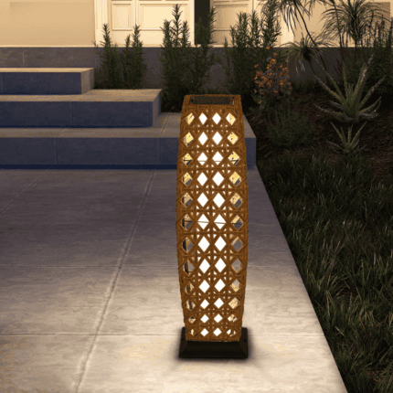 מנורת ראטן סולארית מאירה שביל גינה – אור חם