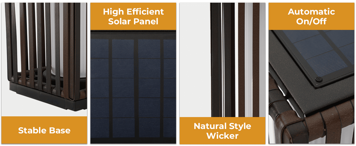 פאנל סולארי, בסיס יציב וקליעת ראטן טבעית בעמוד תאורה סולארית