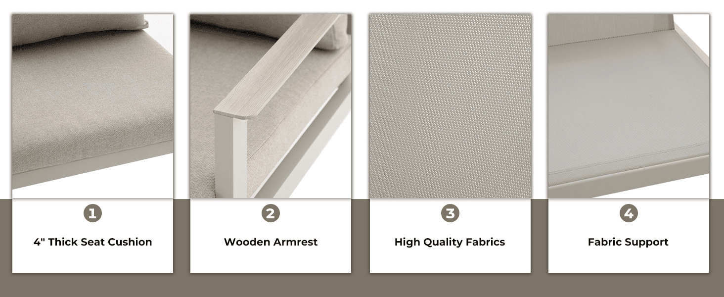 כל מה שחשוב בנוחות ועיצוב – כריות עבות, בד איכותי ותמיכת ישיבה מאווררת.