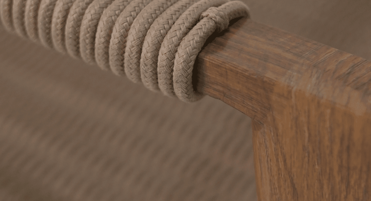 ליפוף חבל צפוף בידית הכורסה